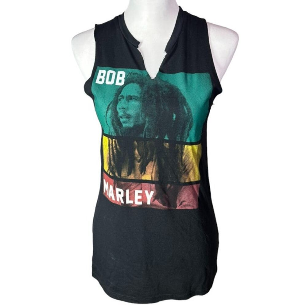 Bob Marley Zion Womens Cut Off Tank Top Size Small Band Tee